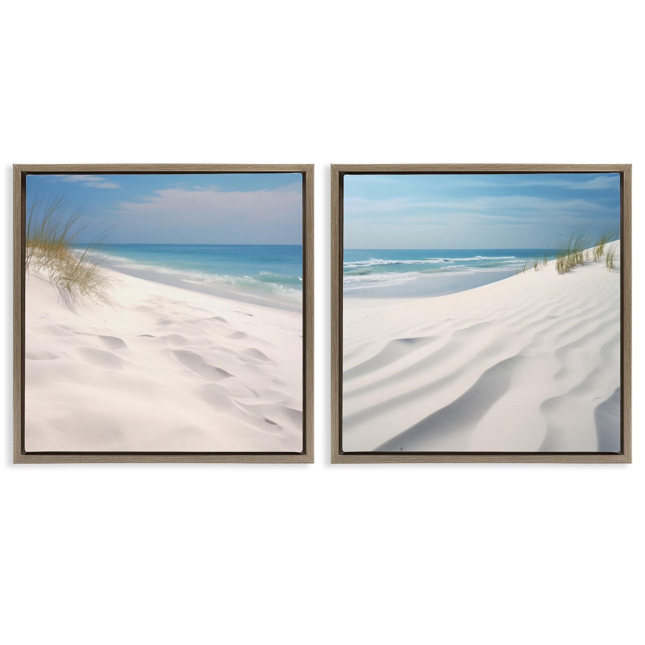 Stupell Industries Serene Beach Sand Dune 2 pc Framed Floater Canvas Wall Art Set Design by Lazar Studio